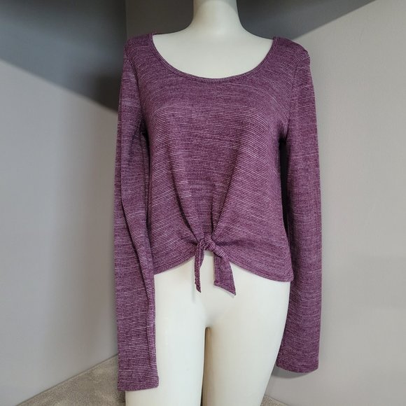 Aeropostale Purple Maroon Tie Front Sweater M - Picture 1 of 5